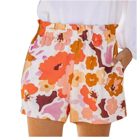 

Zodggu Womens Orange Maternity Shorts Plus Size Women s Floral Print Elastic Waist Shorts Casual Pants Strench Cargo Pants Bermuda Trendy Shorts 4