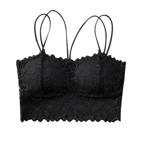 

JDEFEG Womens Bras Comfortable Padded Sport Lace Bras for Women No Underwire Women Vest Wearing Sports Classic Mesh Underwear Plus Size Vest Lace Black One Size