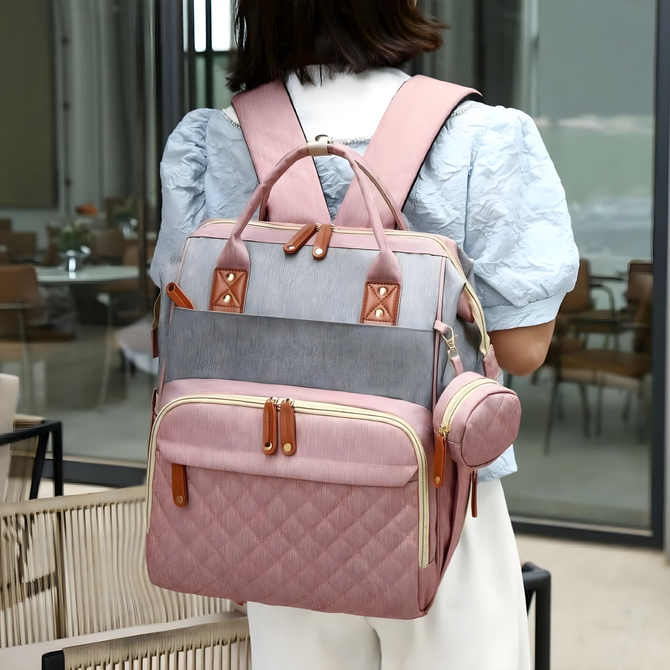 GASTROPOD 2026 New Baby Diaper Bag Backpack,Multifunction Waterproof Baby Bag with Usb Charging Port,Stroller Straps and Pacifier Case Unisex for Travel,Stroller,Daycare,Park,Shopping Pink