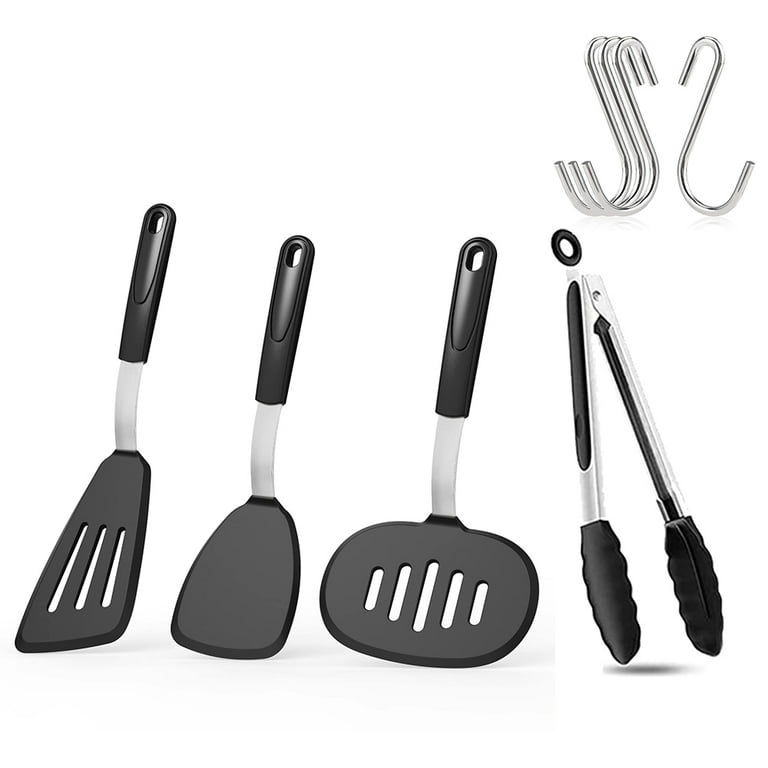 Beijiyi silicone spatula turner set of 3, beijiyi 600f heat resistant  rubber cooking spatulas for nonstick cookware, large flexible k