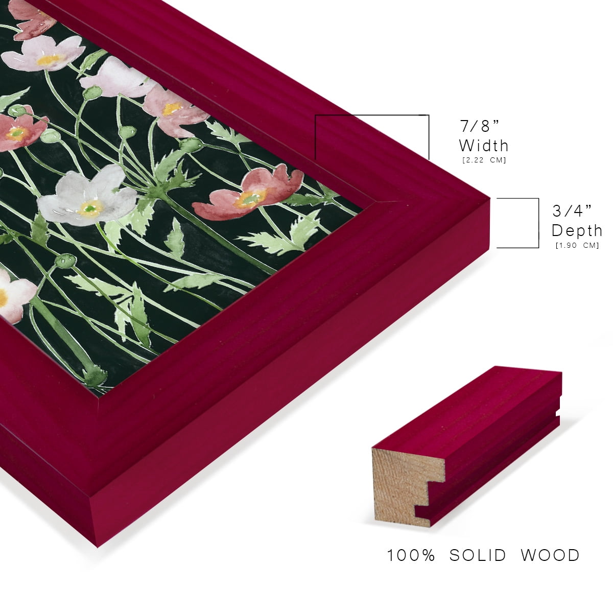 Anemone Dance I -Framed Print w/glass-Cherry Red