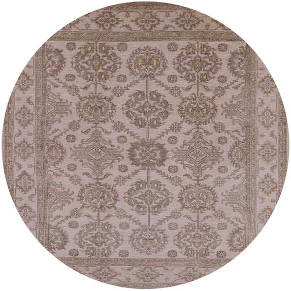 Ahgly Company Indoor Round Mid-Century Modern Dark Almond Brown Oriental Area Rugs, 5' Round