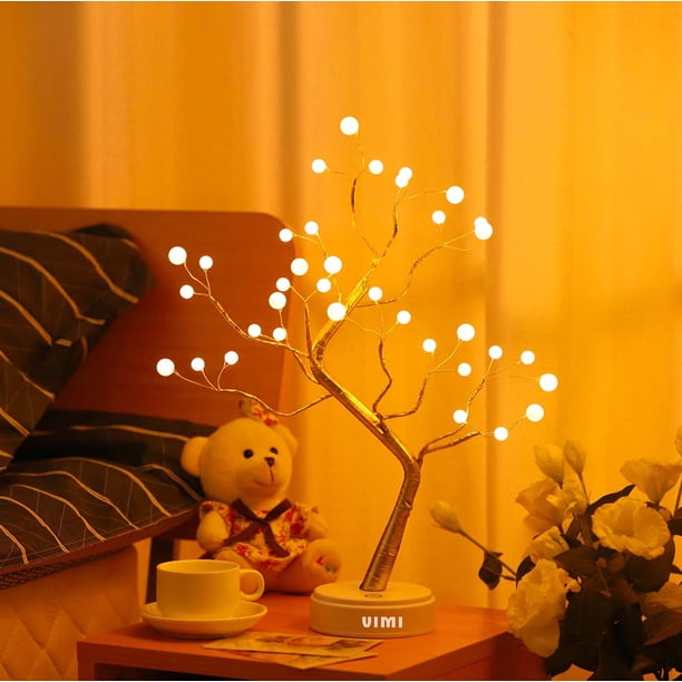 Lámpara De Mesa De Noche VIMI Árbol Bonsái 36 Luz Led Modelo Perlas