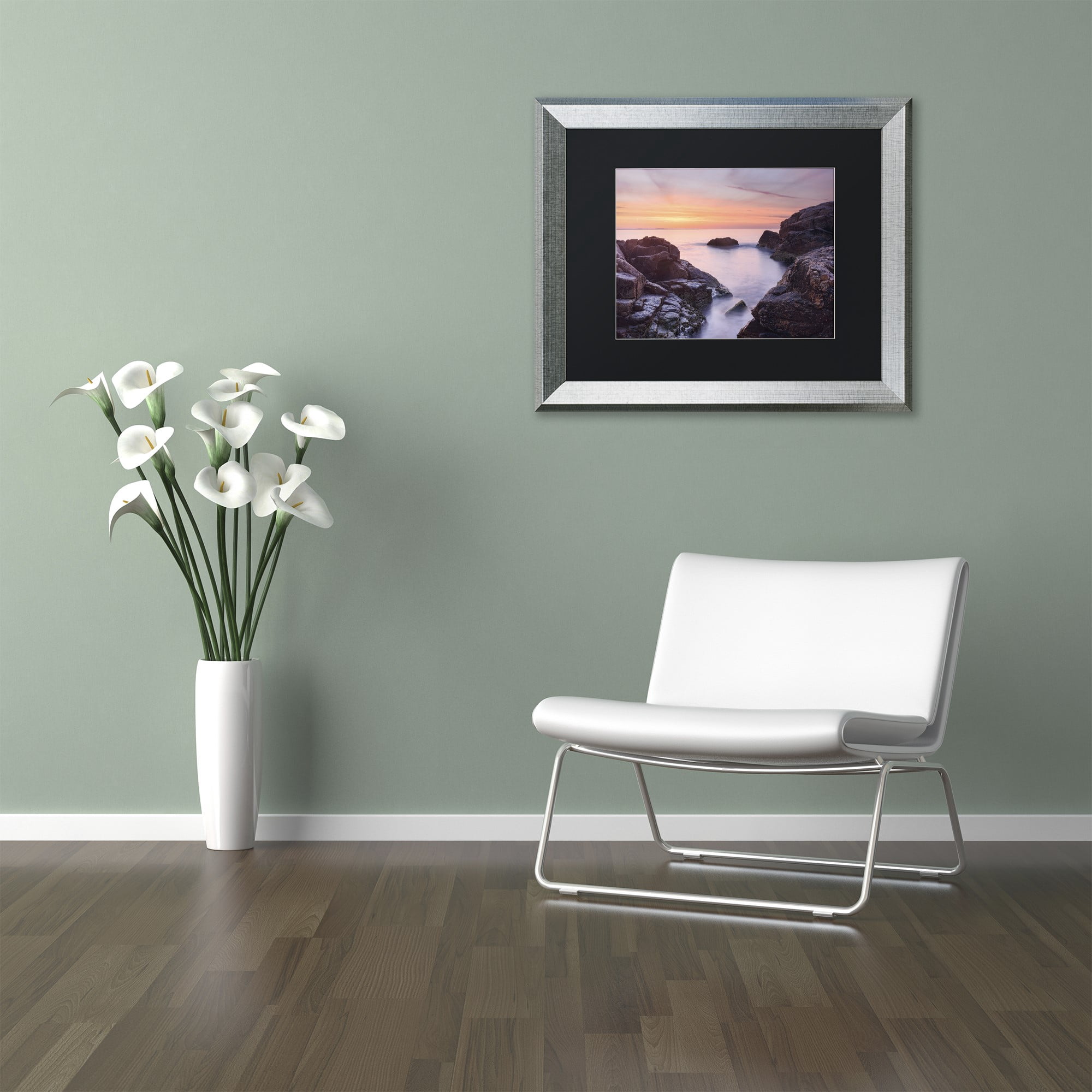 Trademark Fine Art "Between Rocks" Canvas Art by Michael Blanchette Photography Black Matte, Silver Frame
