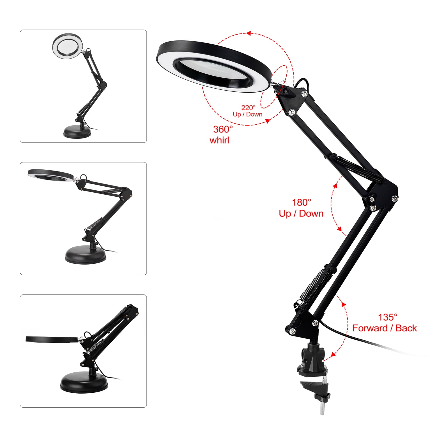 Walmeck 5X Magnifying Glass Desk Lamp Magnifier LED Light Foldable