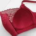 thumbnail image 5 of SMihono Womens Sexy Lace Everyday Bra Solid Color Full Coverage Underwear Wire Free Breathable Comfy Push Up Bralettes Wine 38/85BC, 5 of 6