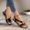 Black, variant on Women's Slip on Sandals Dressy Open Toe Ankle Strap Leather Flat Slides