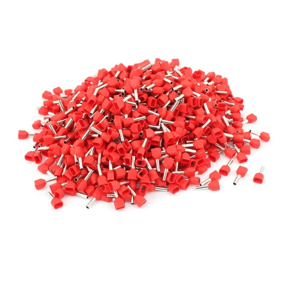 Unique Bargains 1000pcs TE1008 Twin Wire Sleeve Insulated Ferrule Terminal for 2x18 AWG Line