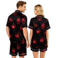 thumbnail image 4 of Matching Halloween Pajamas for Couples Short Sleeve Button Up Top and Shorts Set Spooky Pumpkin Graphic Loungewear PJs, 4 of 4