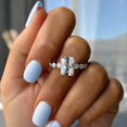 thumbnail image 2 of vylahjewellery Radiant Moissanite Ring with Side Diamond Accents, Solitaire Engagement Ring for Women, Hidden Halo Wedding Ring, 2 of 8