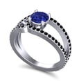 thumbnail image 2 of Diamond-Capitals 2.50 Carat New Round Shape Blue Sapphire & Black Onyx Gemstone Womens Ring for Engagement and Wedding in Solid 14K White Gold Size 11, 2 of 8