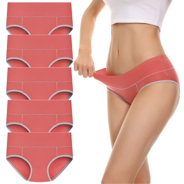 WZXFASHION 5 Pcs sous-Vêtements Culottes Patchwork Couleur sous-Vêtements Culottes Bikini Uni Culottes pour Femmes Culottes pour Femmes Melon D\'eau Rouge G