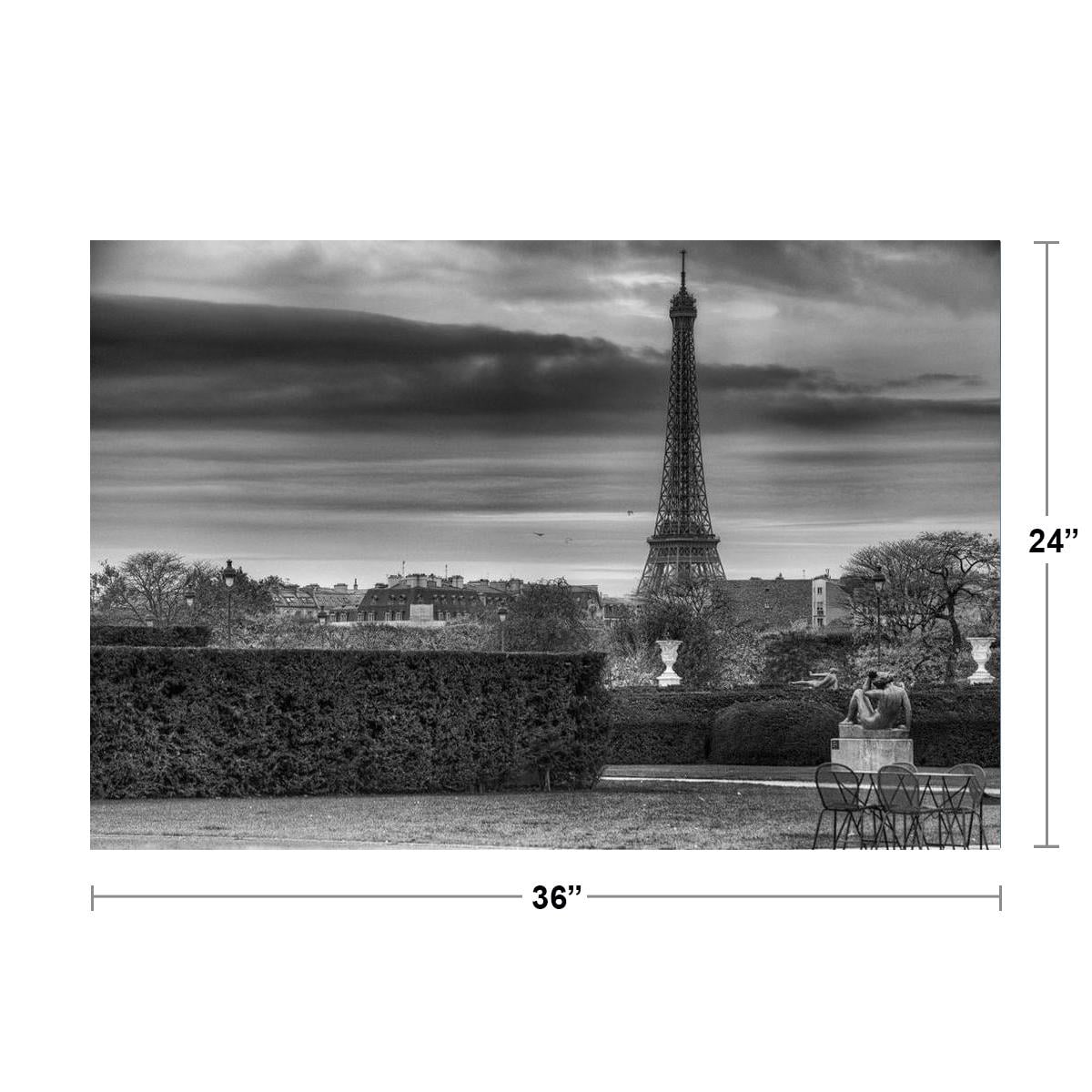 Eiffel Tower on Cloudy Day Paris France Black and White B&W Photo Art Print Post 