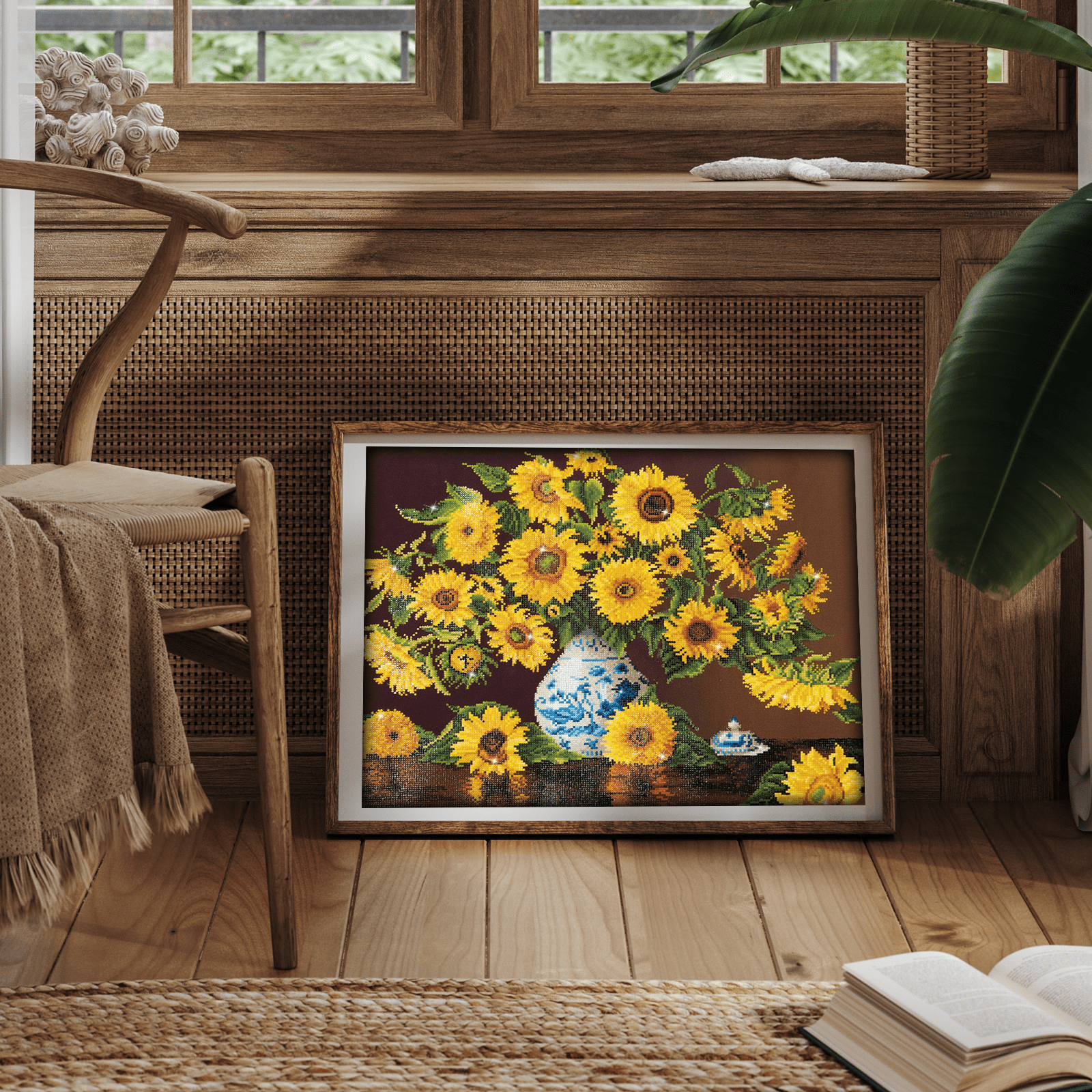 Diamond Dotz Sunflowers in a China Vase Floral Diamond Painting Kits for Adults - Diamond Art Kits a Relaxing Creative Craft Kit with Dotz Gems 22"x28"