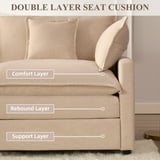 Bigsyy 3 - Seat Sectional Sofa Couch, Comfy Cloud Style, Deep Seat, Sleeper Function with Throw Pillows. Ideal for Adult - Occupied Living Rooms, Modern Design, Cozy Beige - Walmart.com