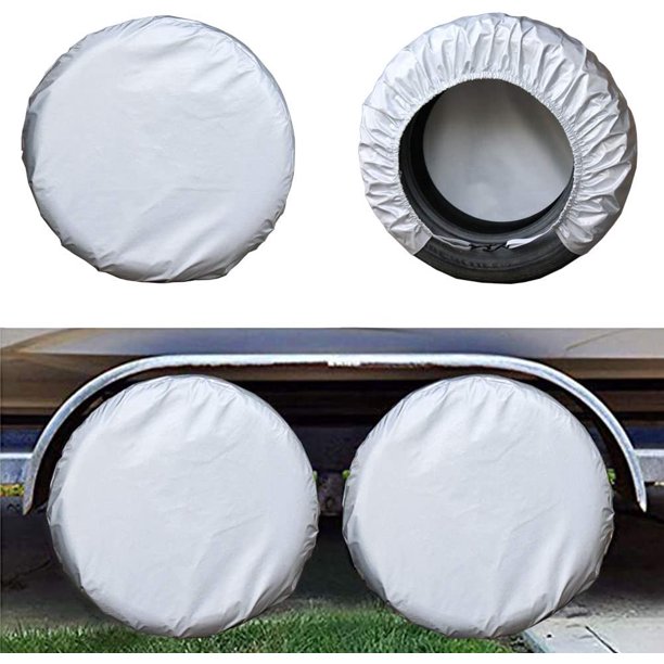 Paquete de 4 cubiertas para neumáticos, remolque de viaje, RV, camión, SUV, autocaravana, cubierta impermeable para ruedas, protección contra la lluvia y la nieve, se adapta a neumáticos de 28 pulgad JAMW Sencillez