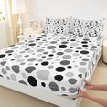 thumbnail image 3 of Manfei Geometric Circular Dot Full Size Sheets,Modern Geometric Art Bed Sheets,Gray Black White Sheet Sets For Kids,Luxury Bedroom Decor,4 Pieces, 3 of 7
