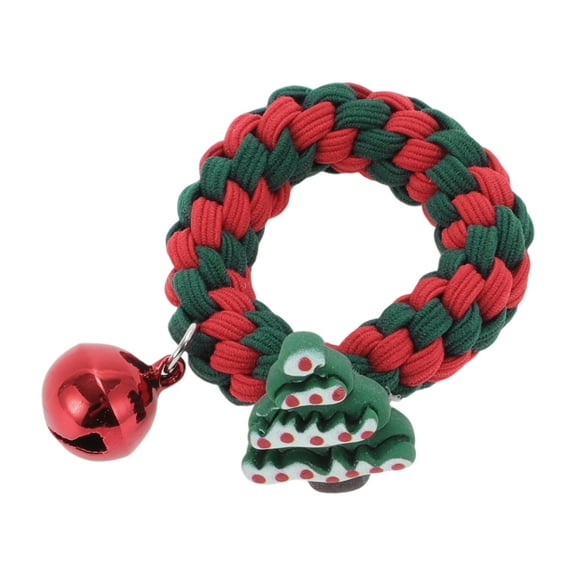 Unique Bargains 1 Pc Christmas  Hair Rope Fishbone Pine Bell Hair Scrunchies for Christmas Red Green