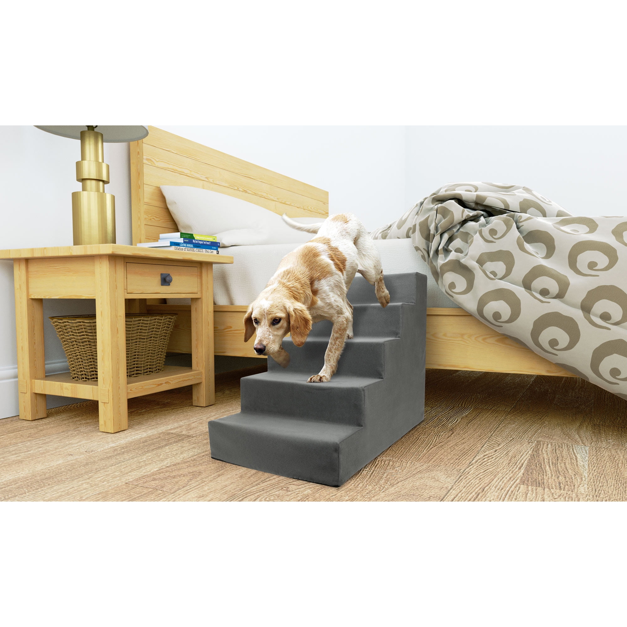 Sofa/Car/High Bed Dog Stairs Foldable Wooden Pet Steps/Stairs with Non-Slip Surface and Sponge Foam Large 2/4 File Pets Ramp for Dogs and Cats