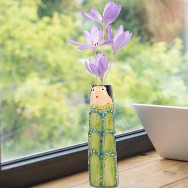 Painted Family Vase, Resin Decorative Ornament 8pcs Cute Character Flower Vase For Living Room For Table
