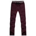 thumbnail image 3 of Boys Solid Casual Pull On Chino Pants Elastic Drawstring Waist Straight Leg School Uniform Trousers Kids Loose Fit Flat Woven Pants for Daily School Weekend Wear(Wine,15-16 Years), 3 of 9