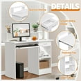 thumbnail image 4 of LYYHTY Home Office Wood Computer Desk with Keyboard Tray and Drawers, Students Writing Table with Storage Drawers & Hutch, Modern PC Laptop Desk, Multifunctional Workstation, White, 4 of 10