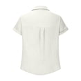 thumbnail image 5 of OGLCCG Womens Gauze Shirts Casual Short Sleeve Textured Collared Button Down Dress Shirts Lightweight Summer Work Blouse,L,White, 5 of 5