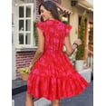 thumbnail image 4 of Zeagoo Women Summer Casual Dresses Shift Tunic V Neck Tiered Ruffle Dress A-Line Short Sleeve Dress, 4 of 6