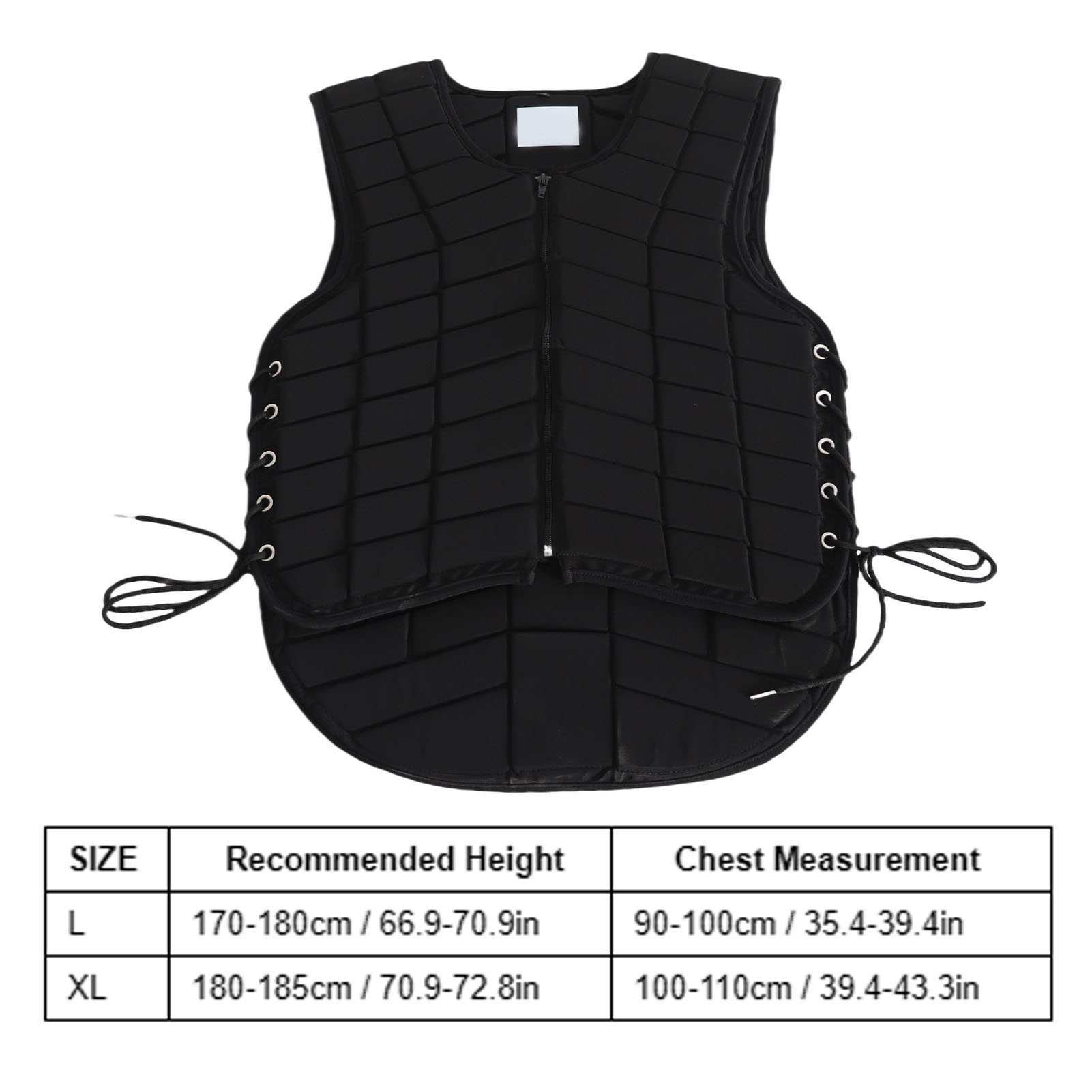 Riousery Equestrian Vest Professional Zip Closure Horse Riding Protective Vest Extended Padding Adult Size XL Black 26.8 inches / 68 cm