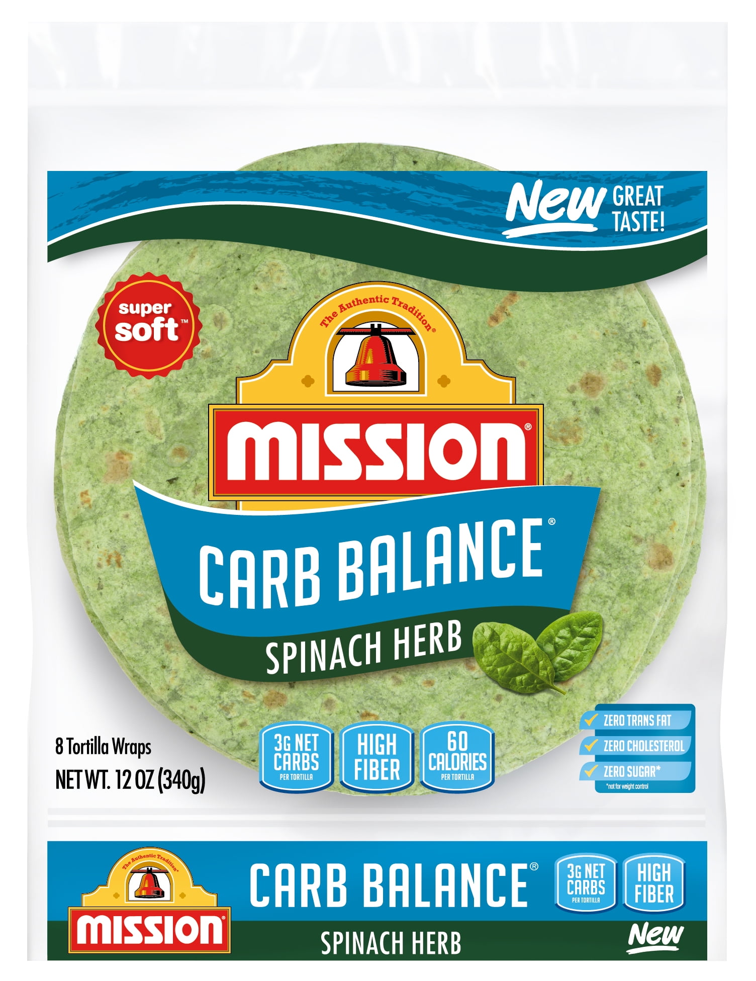Mission Spinach Herb Tortilla Wraps, 8 Count