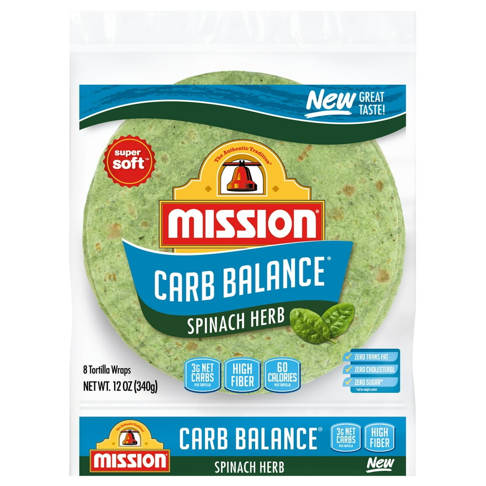 Mission Spinach Herb Tortilla Wraps, 12 Oz, 6 Count