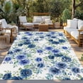 thumbnail image 2 of Navy Blue Roses Outdoor Rug for Patio/Deck/Porch, Non-Slip Large Area Rug 5 x 8 Ft, Spring Floral Elegant Pastoral Botanical Indoor Outdoor Rugs Washable Area Rugs, Camping Rug Carpet Runner, 2 of 8