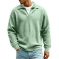 thumbnail image 6 of Dresfit Mens Quarter Zip Sweatshirt Lapel Waffle Pullover 2026 Winter Color Block Long Sleeve Sweater with Pockets Lightweight Big and Tall Half Zip Tops Light Green S, 6 of 6