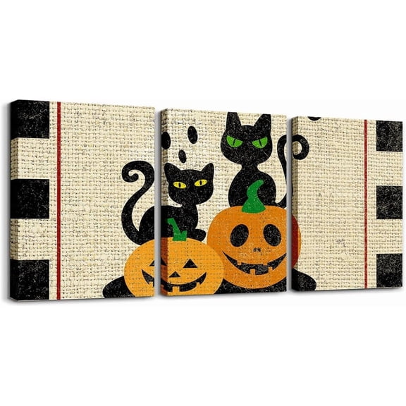 Hieng Kids Halloween Decor Kids Canvas Wall Art for Living Room Bedroom Black Bats Picture Wall for Bathroom Spooky Halloween Pattern Boys Girls Artwork Posters Animal Print Painting Unframed