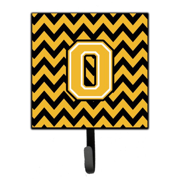 Letter O Chevron Black and Gold Leash or Key Holder