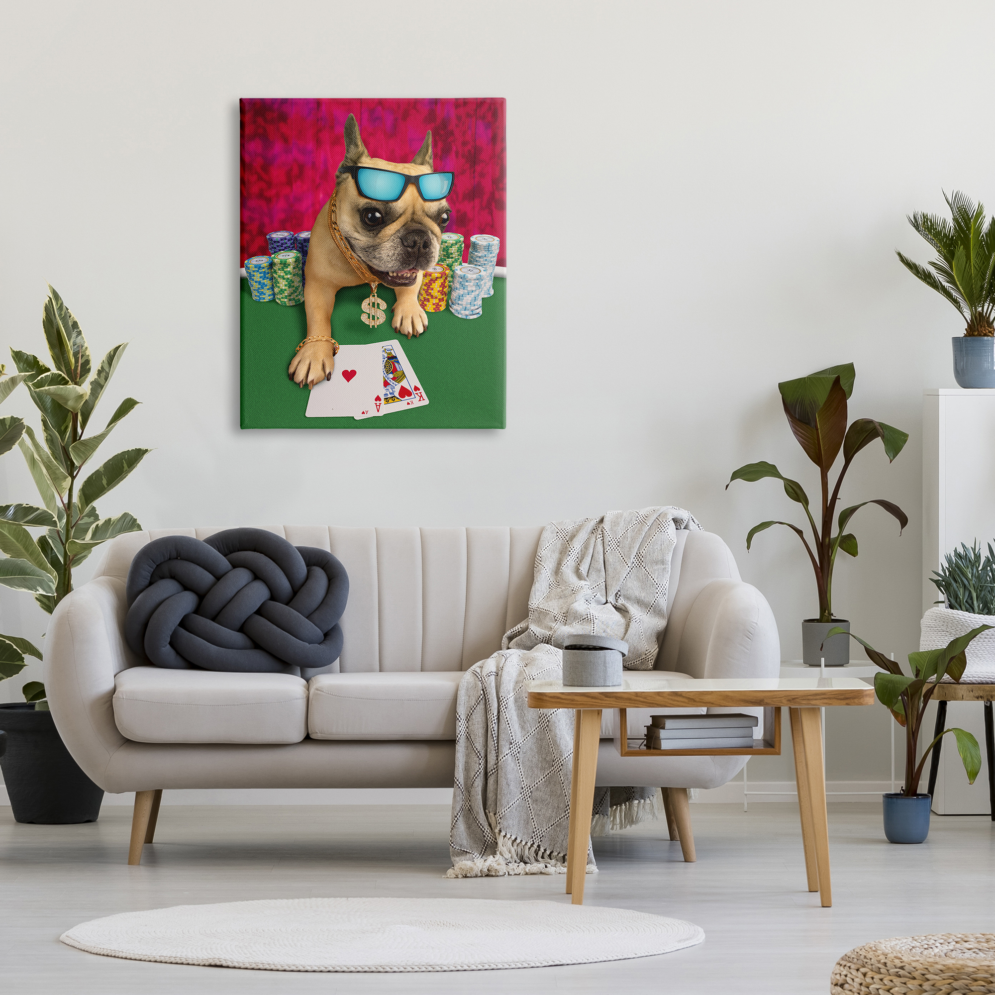 Stupell Industries Cool French Bulldog Gambling Casino Poker Chips Graphic Art Gallery Wrapped Canvas Print Wall Art, Design by Michael Quackenbush