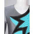 thumbnail image 6 of CHICTRY Girls Color Contrast Ballet Gymnastics Leotard Long Sleeve Modern Dance Ice Skating Bodysuit Teal Blue 8, 6 of 7