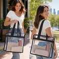 thumbnail image 3 of Clear Tote Bag Stadium Approved 12x12x6, 3 Pack Heavy Duty PVC Clear Tote with Zipper for Concerts, Work & School, Clear, 3 of 9