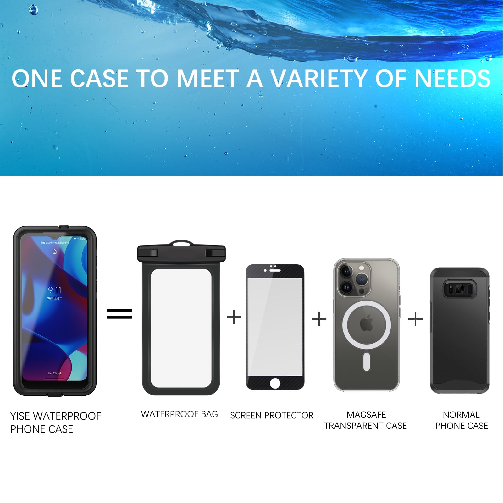 Dteck for Motorola Moto G Pure Case with Built-in Screen Protector Waterproof IP68 Underwater Full Body Protection Shockproof Phone Case with Clear Back for Moto G Pure