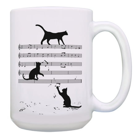 

Cat Coffee Mug Cat Music Note Mug Cat Novelty Gifts Cat Presents 15oz Coffee Mug