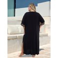 thumbnail image 3 of Edolynsa Plus Size Moroccan Kaftan Dress for Women Embroidery Caftan Tunic Maxi Beach Dresses Bathing Suit Cover up Sleepwear, 3 of 7