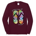 thumbnail image 2 of Wild Bobby, If I Can't Wear My Flip Flops I'm Not Going Colorful Sandals Streetwear Mens Long Sleeve Shirt, Maroon, 3XL, 2 of 3
