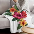 thumbnail image 3 of Pink Red Yellow Hibiscus Blanket Soft Cozy Warm Throw Blanket for Couch, Plush Fuzzy Flannel Fleece Blankets for Sofa, Farmhouse Tropical Floral Bed Blankets Lightweight Gifts for Women, 40"x50", 3 of 9