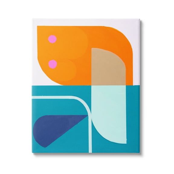 Stupell Industries Orange & Blue Contemporary Abstract Painting Gallery Wrapped Canvas Art Print Wall Art, 16 x 20