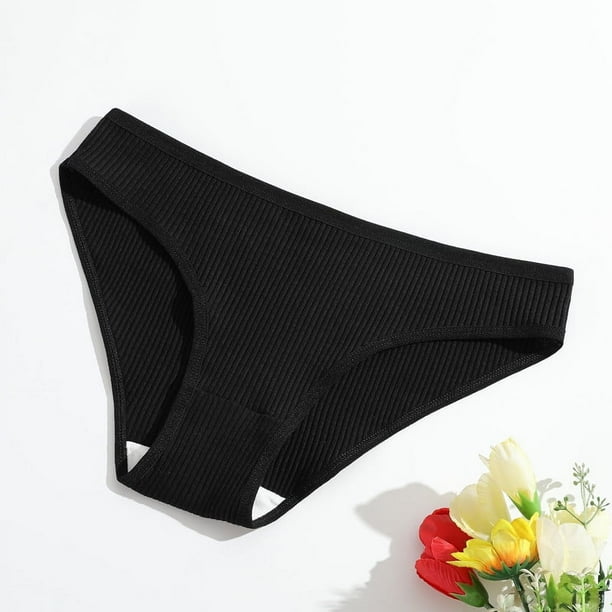 Ropa interior de mujer de hilo de algodón de color sólido de cintura baja y cadera, ropa interior transpirable de doble capa para niñas