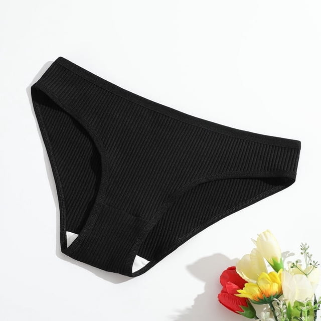 Ropa interior de mujer de hilo de algodón de color sólido de cintura baja y cadera, ropa interior transpirable de doble capa para niñas
