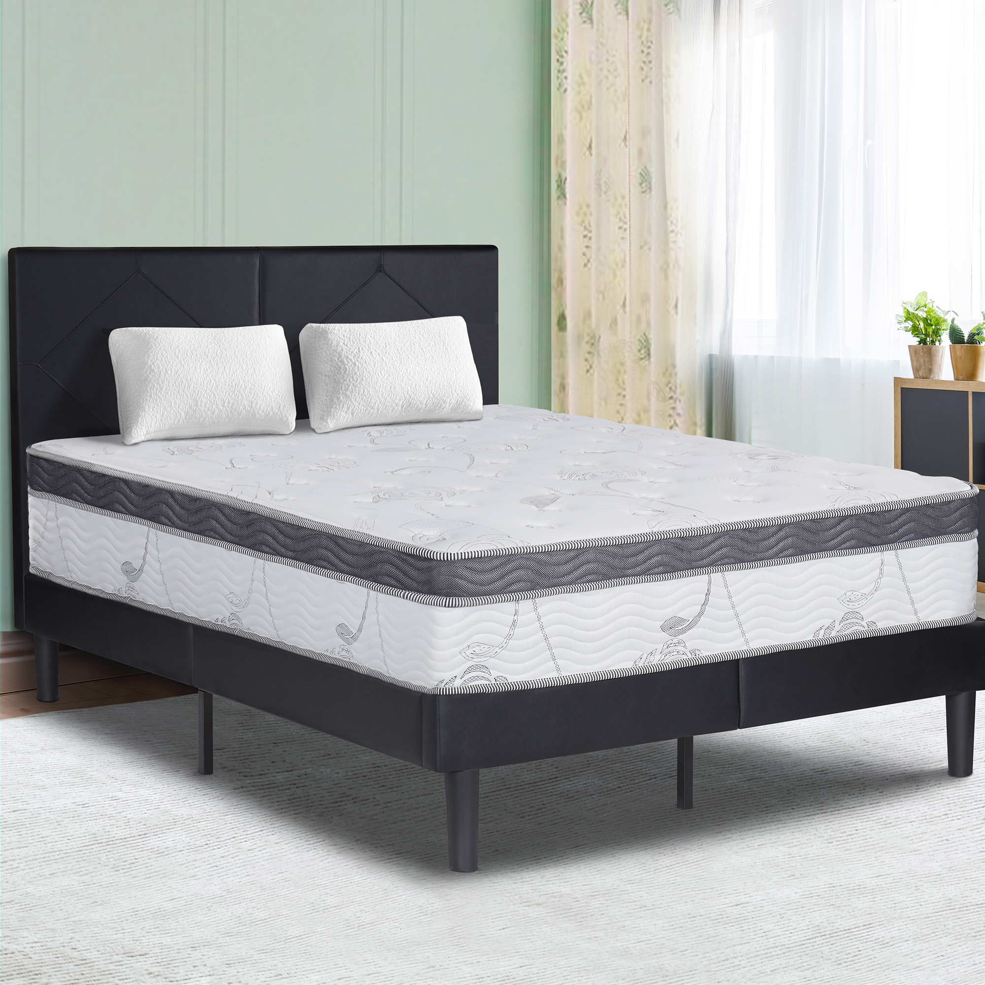 Sleeplace 12 in Pegasus Euro Box Top Pocket Spring Hybrid Mattress