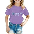 thumbnail image 2 of shoper Toddler Tshirts Girls 3t Cowl Neck Shirt Printed Pattern Cute Short Sleeve Back To School Season T-Shirts Toddler To Big Kid Purple 110, 2 of 3