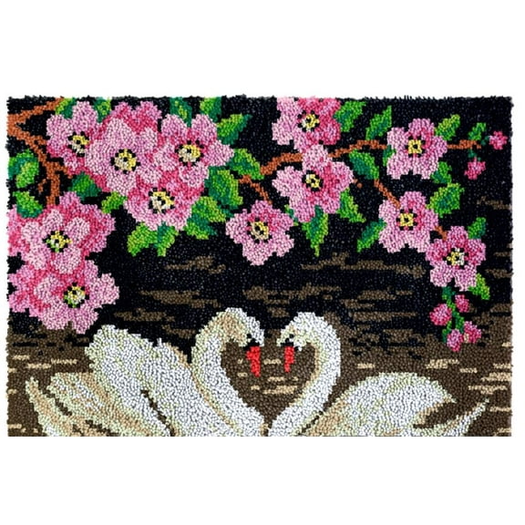 Rug Making Latch Hooking Kit | Two Swans Lake (5 sizes available)