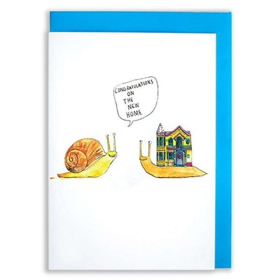 Congratulations on the New Home Snail Greeting Card – Cute Snail Design – Blank Inside with Envelope – Perfect Card for Housewarming Celebrations